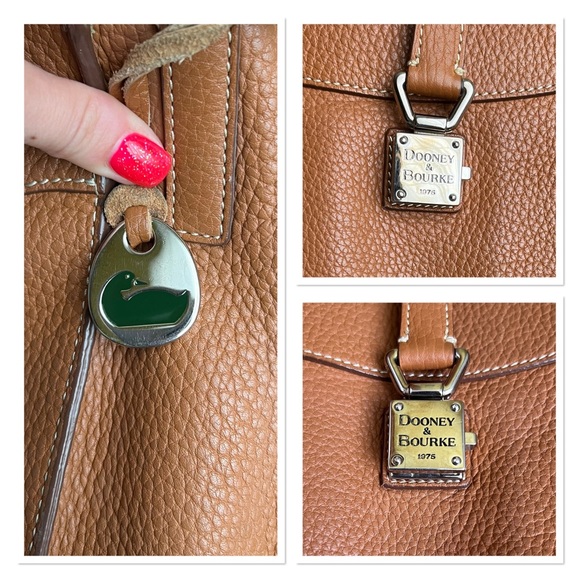 Dooney & Bourke pebbled camel leather square bag purse - Picture 12 of 13